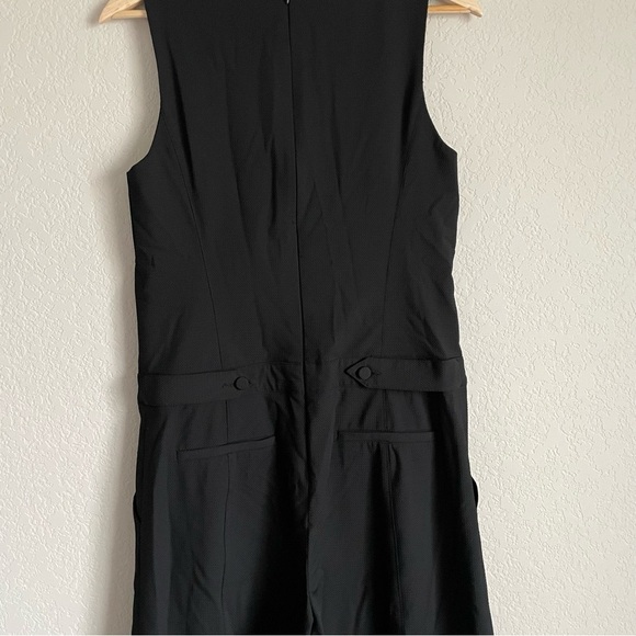 Veronica beard jumpsuit women's 6 black wide leg v-neck tuxedo sleeveless - Picture 3 of 7